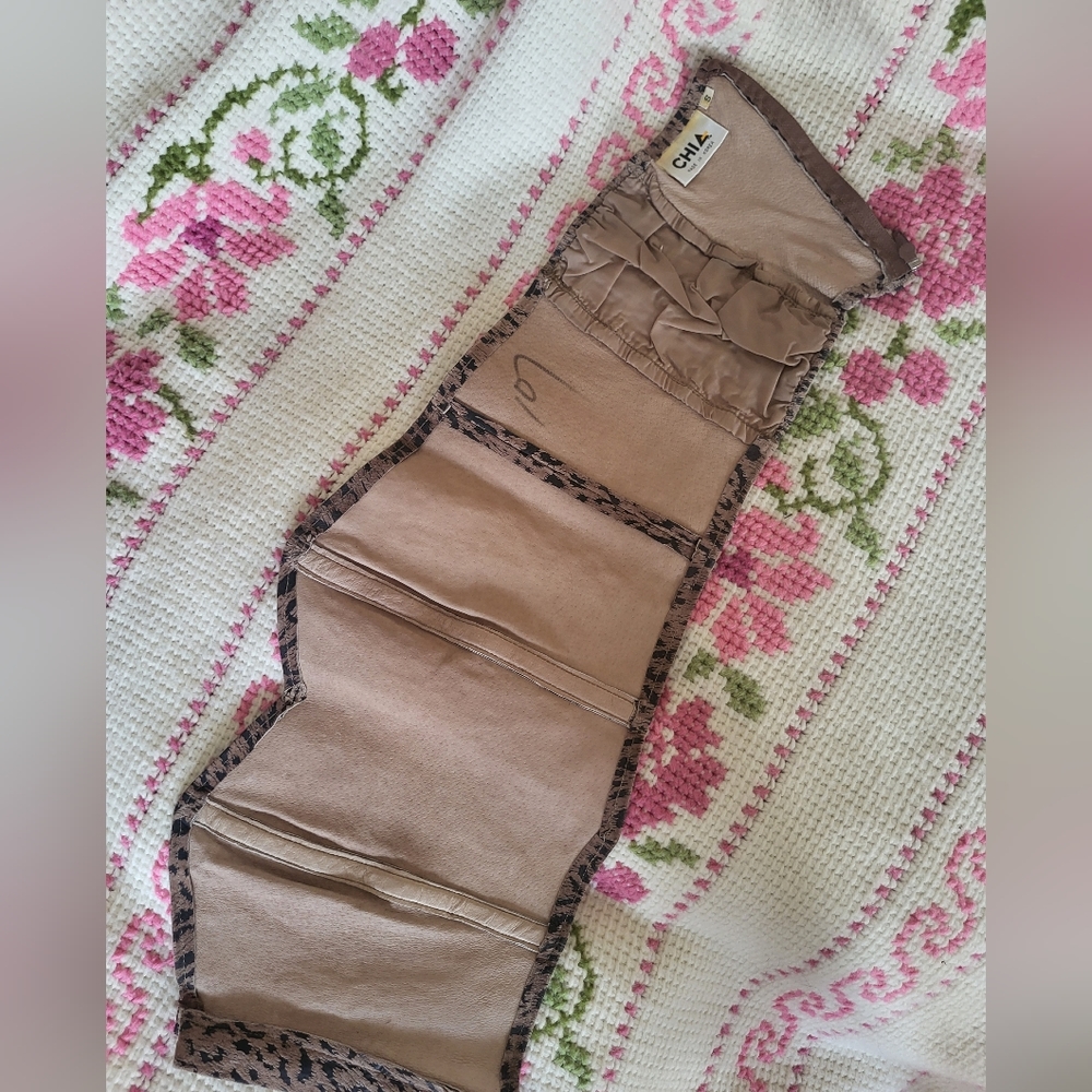 Vintage Leather Leopard Smocked Corset - Picture 8 of 8